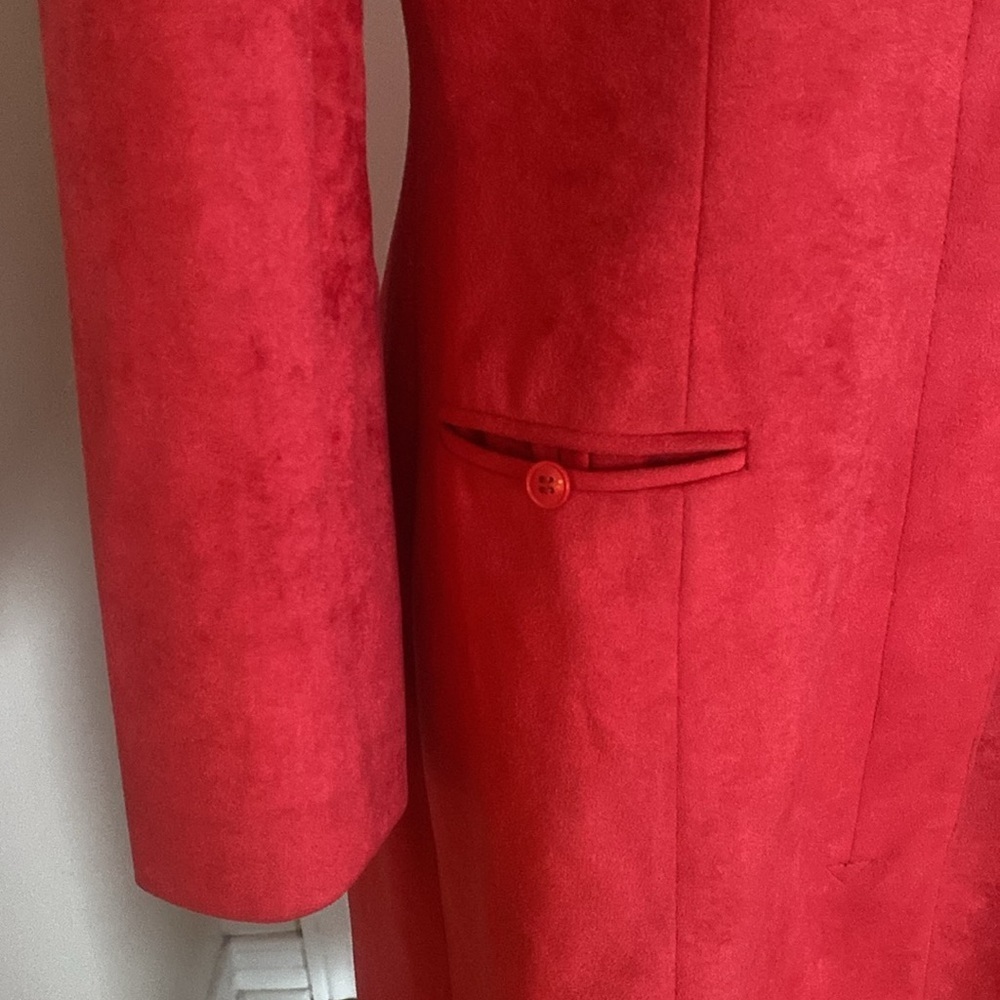 VINTAGE Cedarhurst Classics Red Faux Suede button down Frock Coat Size 7/8 - Picture 7 of 17